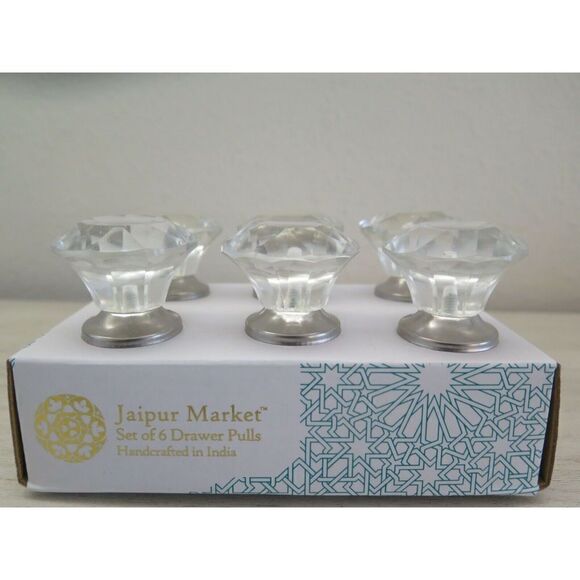 Jaipur Market Clear Glass Drawer Knobs, Set Of 6 - Picture 7 of 8